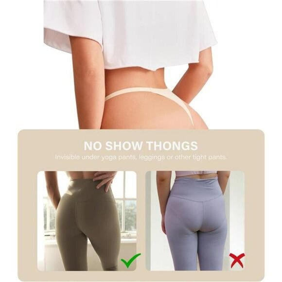Seamless G String Thongs for Women No Show Low Rise Stretch Workout Underwear - Picture 3 of 6